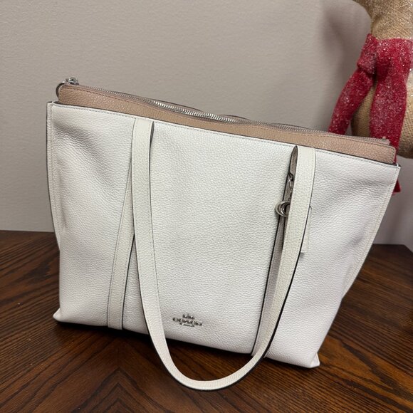 Coach May Tote Bag NEW Cream and Beige with Silver hardware - Picture 3 of 15
